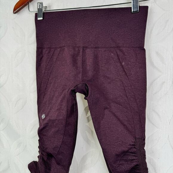 Lululemon In The Flow Crop II Heathered Black Cherry Leggings Size 4 - Picture 7 of 12